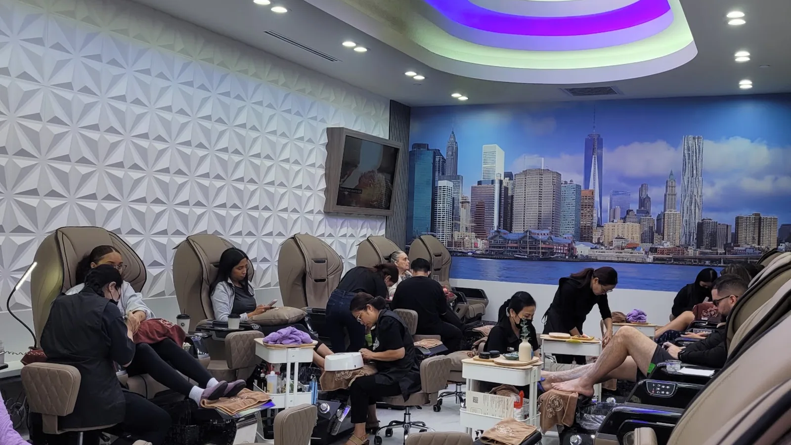 Guests enjoying pedicure services